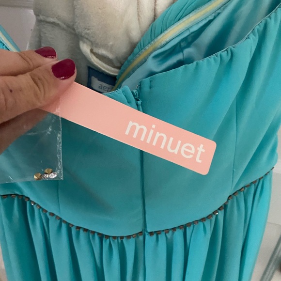 Minuet L Strapless Turquoise Gown - Picture 5 of 6